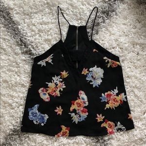Express Black Floral Tank XS